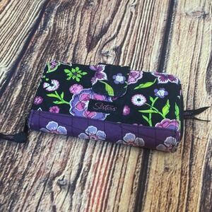 Longaberger Sisters Purple Zip It Quilted Floral Women's Wallet Rare